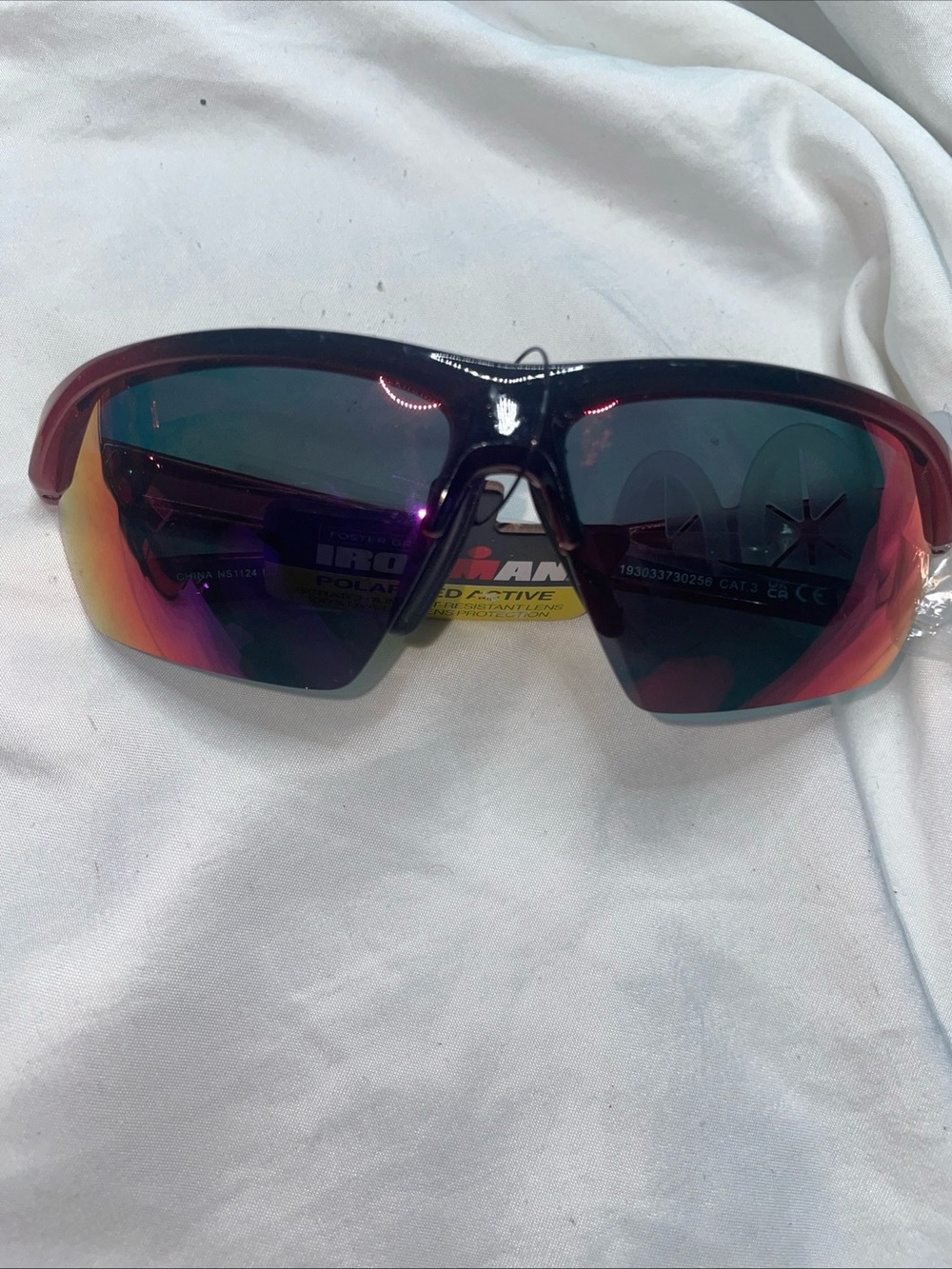 Polarized Sport Sunglasses - Red Frame with Mirrored Lenses iron man nwt